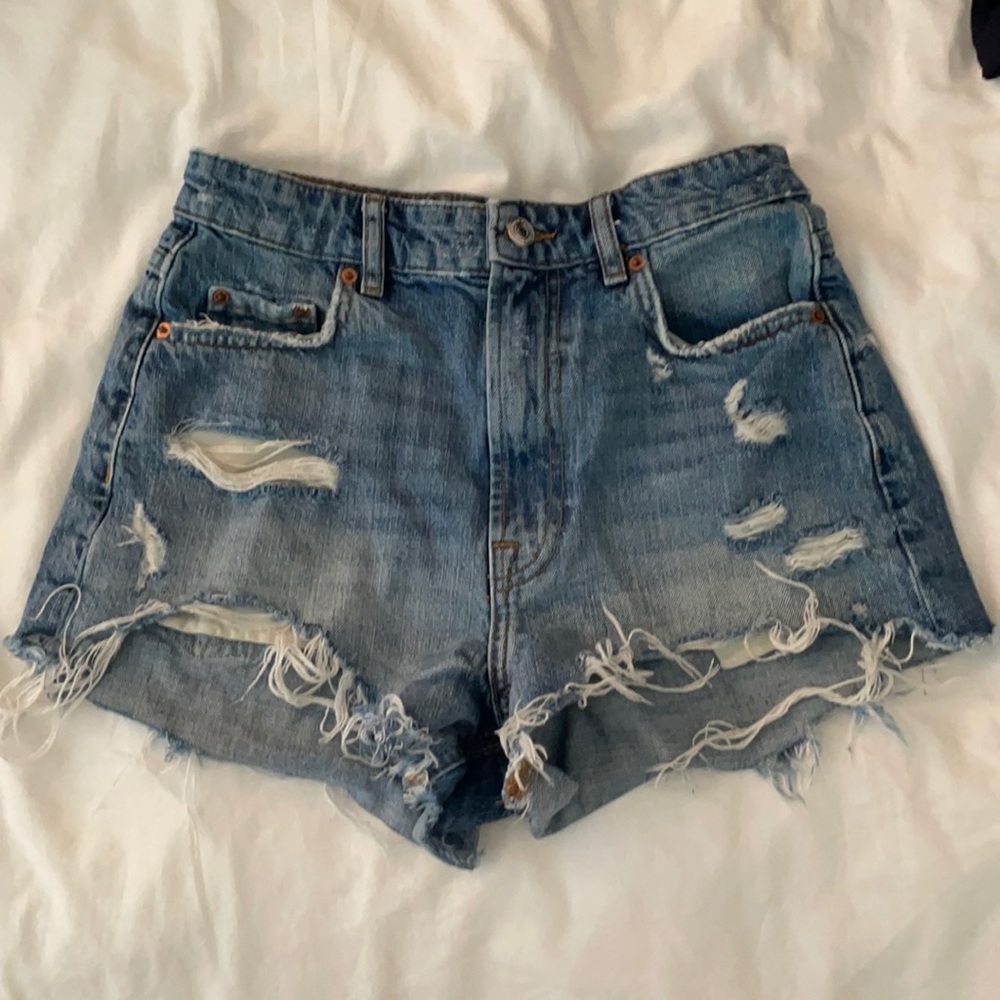 zara distressed high waisted shorts